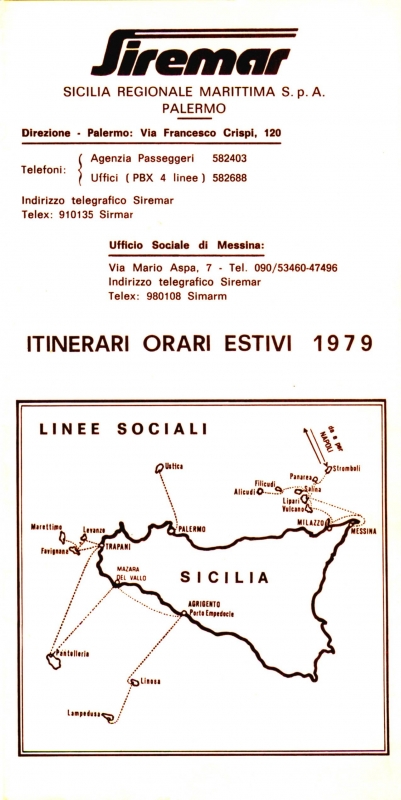 ITINERARIO ORARIO ESTIVO 1979